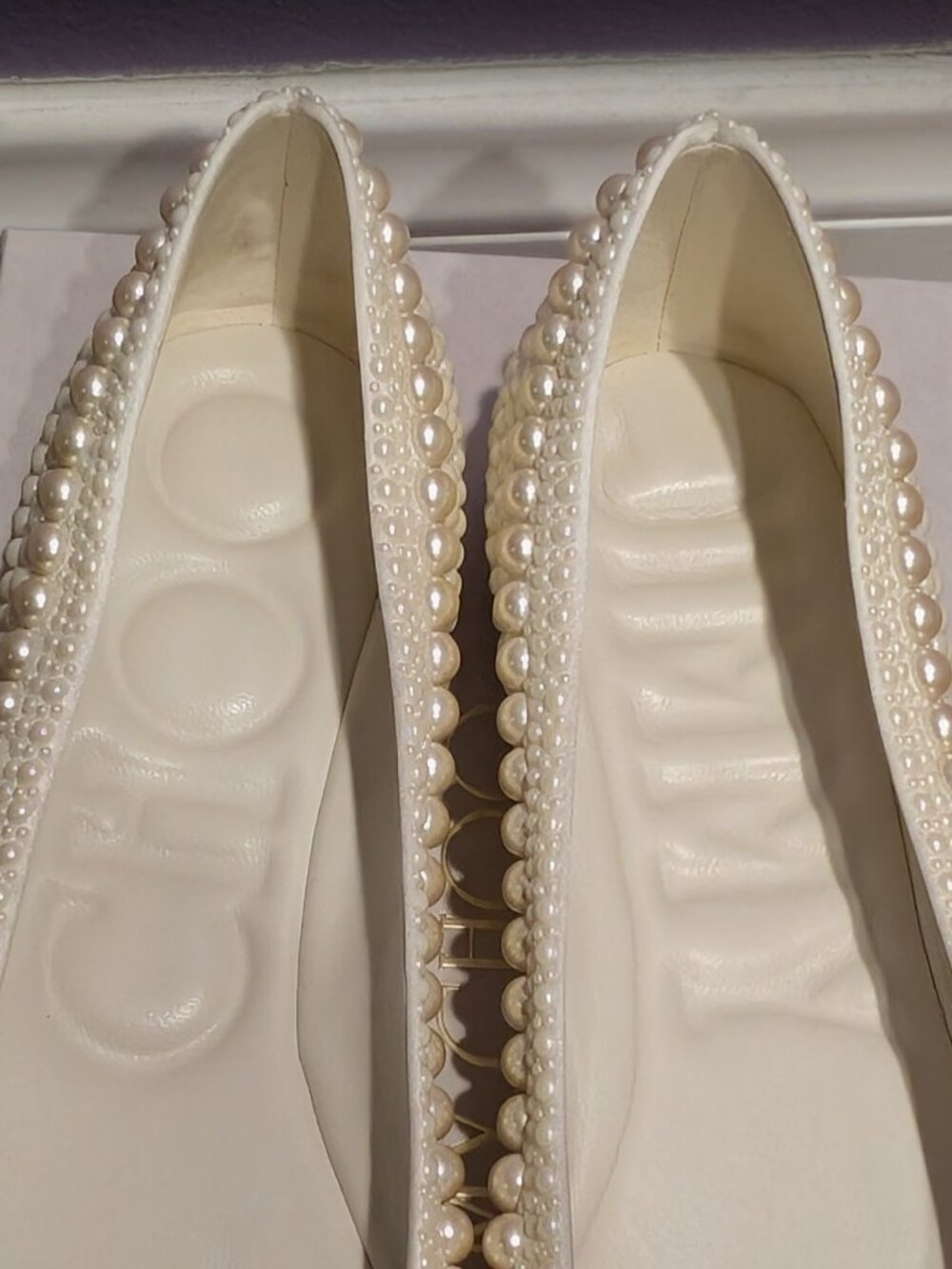 Jimmy Choo Elme Pearl-Embellished Ballerina Shoes 41 - Picture 2 of 7